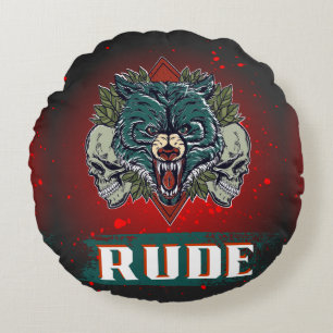 Rudel, Schädel und Bär Rundes Kissen