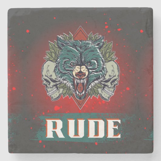 Rudel, Schädel und Bär Steinuntersetzer (Vorderseite)