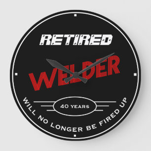 Ruder Welder Red Black Filet Up Funny Slogan Große Wanduhr