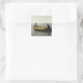 Ruderboot, 1863 quadratischer aufkleber (Tasche)