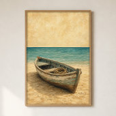 Ruderboot am Sand Aquarell Küstenkunst Poster