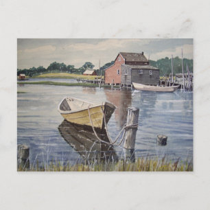 Ruderboot auf dem See - Postkarte