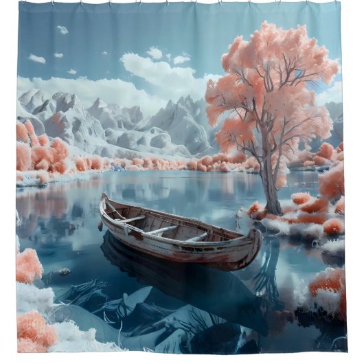 Ruderboot auf einem Infrarotbad Duschvorhang (Vorderseite)