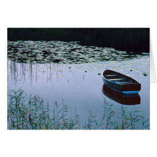 Ruderboot auf einem kleinen See, umgeben von Wasse