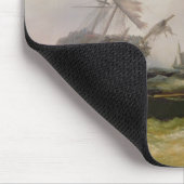 Ruderboot, das zur Hilfe eines Mann-o' Krieges in Mousepad (Ecke)