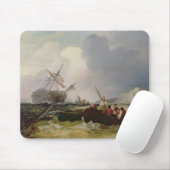 Ruderboot, das zur Hilfe eines Mann-o' Krieges in Mousepad (Mit Mouse)