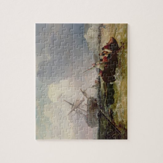 Ruderboot, das zur Hilfe eines Mann-o' Krieges in Puzzle (Vertikal)