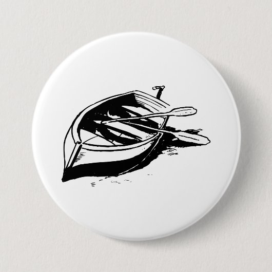 Ruderboot-Illustration Nautisch Schwarz-Weiß Button (Vorderseite)