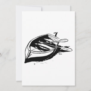 Ruderboot-Illustration Nautisch Schwarz-Weiß Einladung