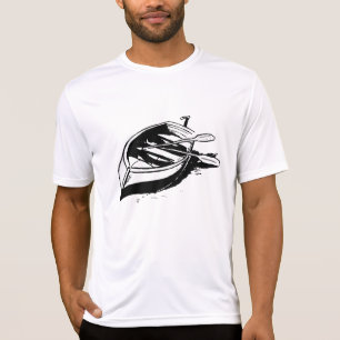 Ruderboot-Illustration Nautisch Schwarz-Weiß T-Shirt