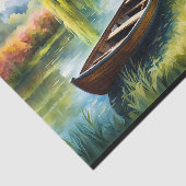 Ruderboot in Teich bei Weidenbaum Seidenpapier (Ausschnitt)