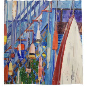 Ruderboot und Bojen Duschvorhang