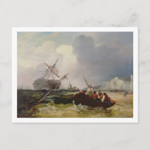 Ruderboot zu Hilfe eines Menschen-o'-Krieges in ei Postkarte