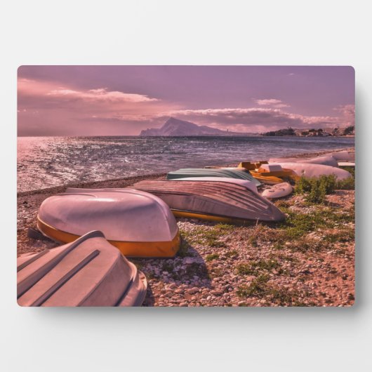 Ruderboote abgesetzt | L'Olla Beach, Altea Fotoplatte (Vorderseite)