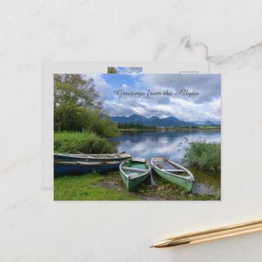 Ruderboote am See - Allgäu Postkarte (Vorderseite/Rückseite Beispiel)