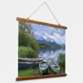 Ruderboote am See - Allgäu Wandteppich Mit Holzrahmen (Gewinkelt)