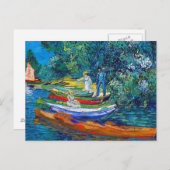 Ruderboote an den Ufern des Oises Postkarte (Vorne/Hinten)