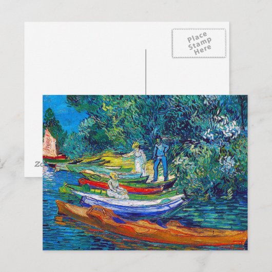 Ruderboote an den Ufern des Oises Postkarte (Vorne/Hinten)