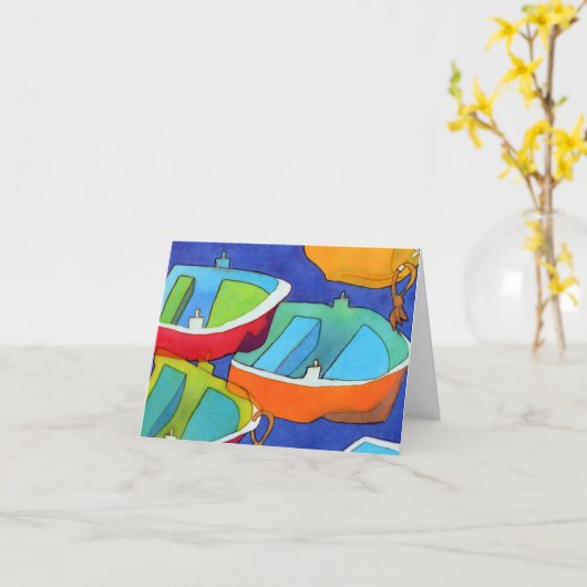 Ruderboote Notecard Karte (Gelbe Blume)