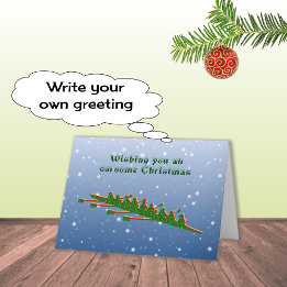 Ruderend Crew Grün Silhouette Weihnachten Karte