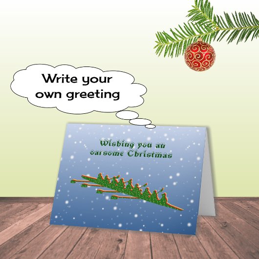 Ruderend Crew Grün Silhouette Weihnachten Karte