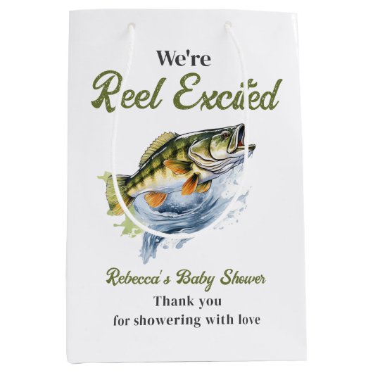 Rudern begeistert Big Fish Fisherman Baby Shower Mittlere Geschenktüte (Vorderseite)