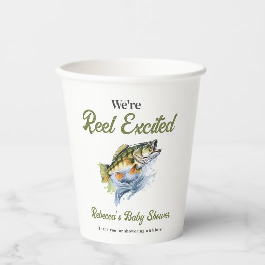 Rudern begeistert Big Fish Fisherman Baby Shower Pappbecher (Vorderseite)