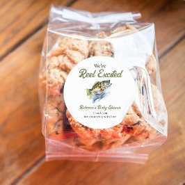 Rudern begeistert Big Fish Fisherman Baby Shower Runder Aufkleber