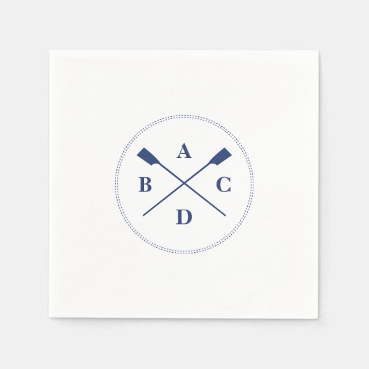 Rudern gekreuzte Ruder Marine Initialen Serviette (Vorderseite)