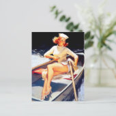 Rudern Pin Up Postkarte (Stehend Vorderseite)