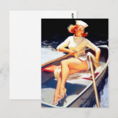 Rudern Pin Up Postkarte (Vorne/Hinten)