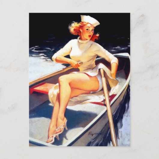 Rudern Pin Up Postkarte (Vorderseite)