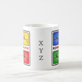 Rudern, um vier Farben personalisierte Initialen z Kaffeetasse (Mittel)