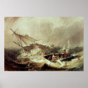Rudern zur Rettung eines Schiffes zerstört Poster