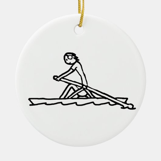Rudernder Stickman Keramik Ornament (Vorne)