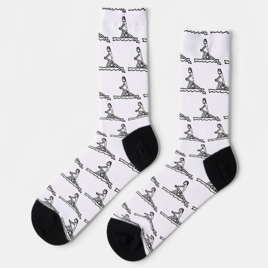 Rudernder Stickman Socken (Linkes Detail)