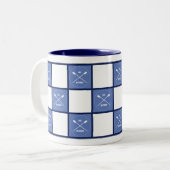 Ruderohr inspirierend blaue Quadrate Zweifarbige Tasse (Vorderseite Links)