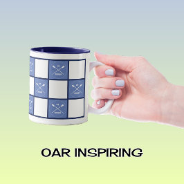 Ruderohr inspirierend blaue Quadrate Zweifarbige Tasse