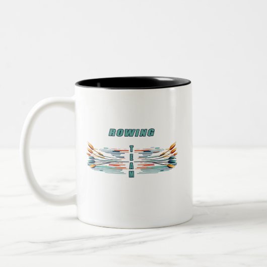 Ruderteam 3 - Ein rotierendes Design Zweifarbige Tasse (Links)
