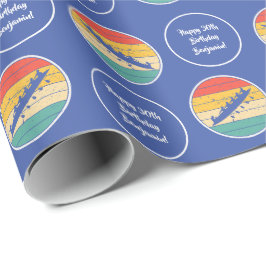Ruderteam Name Age Retro Sunset Geburtstag Geschenkpapier