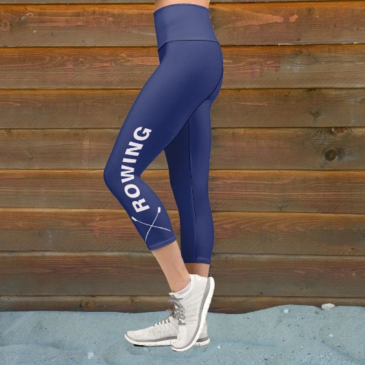 Ruderteam überquert Oars Custom Navy Blue Capri Leggings