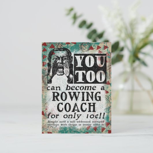 Ruderwagen Postkarte - Funny Vintag Retro (Stehend Vorderseite)