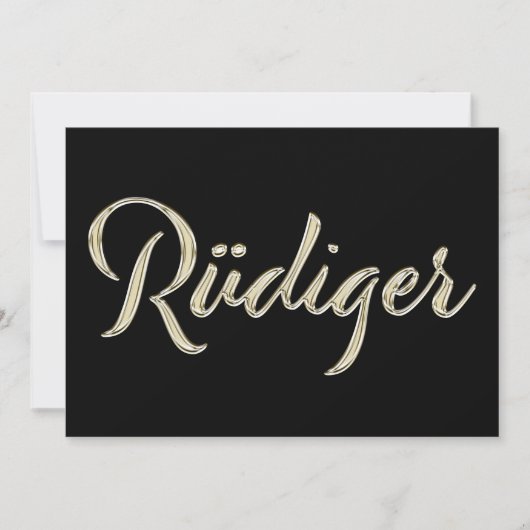 Rüdiger Name white gold Handwriting Karte (Vorderseite)