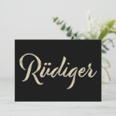 Rüdiger Name white gold Handwriting Karte (Stehend Vorderseite)