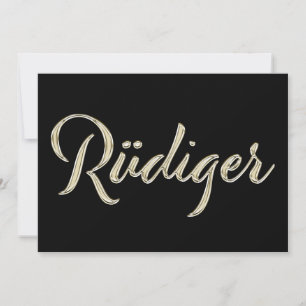Rüdiger Name white gold Handwriting Karte
