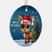 Rudolf Baby Deer, Fawn, Doe, Reindeer🦌 🎄 Keramik Ornament (Rechts)