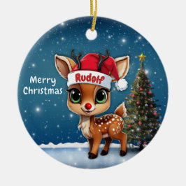Rudolf Baby Deer, Fawn, Doe, Reindeer🦌 🎄 Keramik Ornament