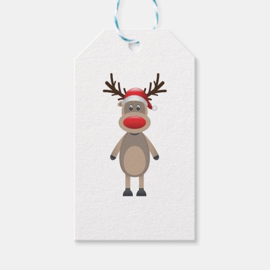 Rudolf das Niedliche Reindeer-Weihnachtsdesign Geschenkanhänger (Vorderseite)