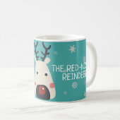 Rudolf das Rotnasen-Blau mit Schneeflocken Kaffeetasse (VorderseiteRechts)