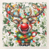 Rudolf der Rentier Glasuntersetzer (Vorderseite)